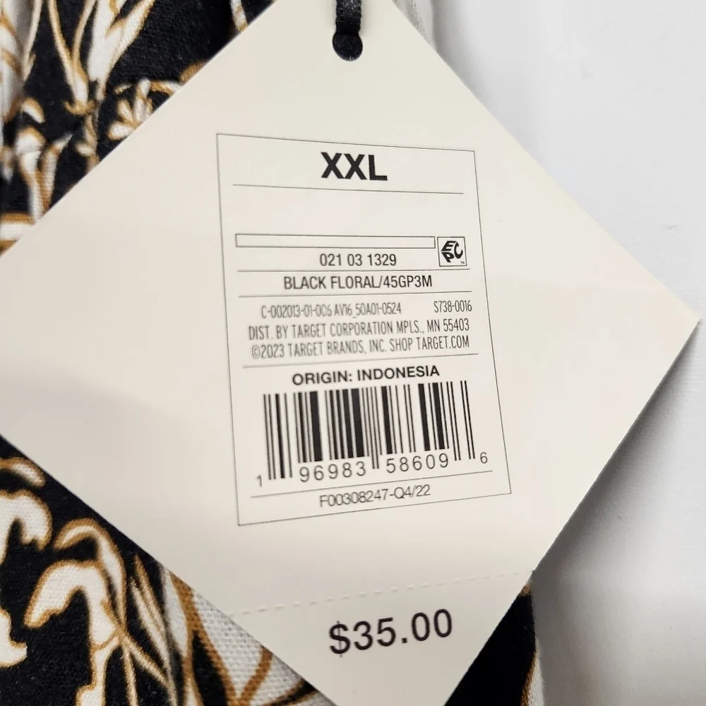 Ava & Viv black cream gold floral linen blend maxi dress with pockets XXL NWT - Picture 4 of 10
